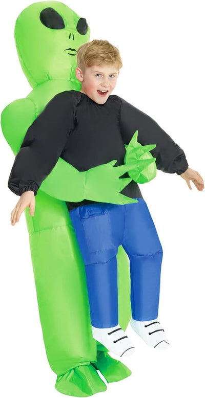 Kids Inflatable Alien Abduction Costume – Hilarious Blow-Up Halloween Outfit with Built-In Fan