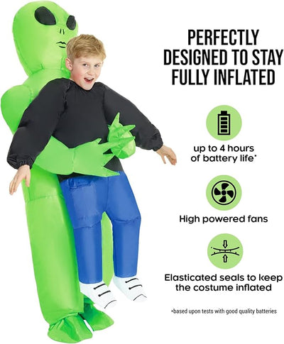 Kids Inflatable Alien Abduction Costume – Hilarious Blow-Up Halloween Outfit with Built-In Fan